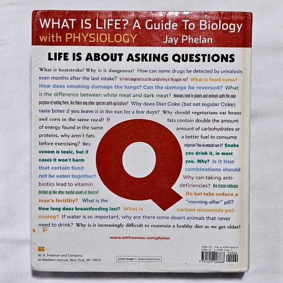 What Is Life Biology Jay Phelan Physiology Textbook Softcover 2011 Like New - Picture 2 of 8